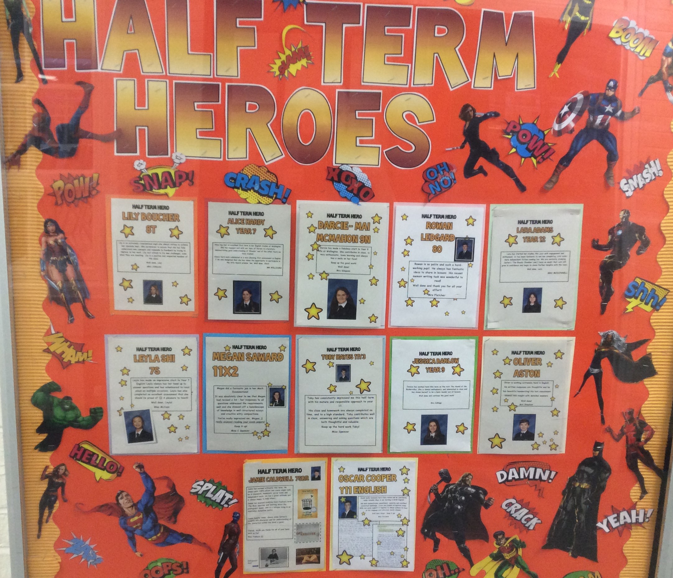 English Half Term Heroes Wellington School